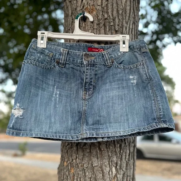 Forever 21 Vintage Distressed Y2K Blue Mini Skirt - Picture 2 of 5